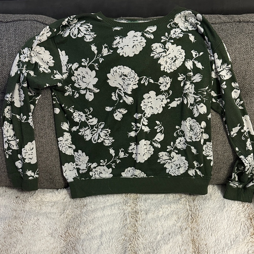 Floral Print Green Sweater
